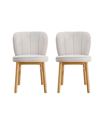 Ash Wood Upholstered Dining Chairs, Set of 2: Modern Armless Chairs for Home & Restaurant