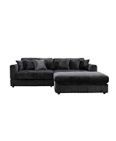 Oversized Cloud Sectional Sofa with Moveable Ottoman (Grey)