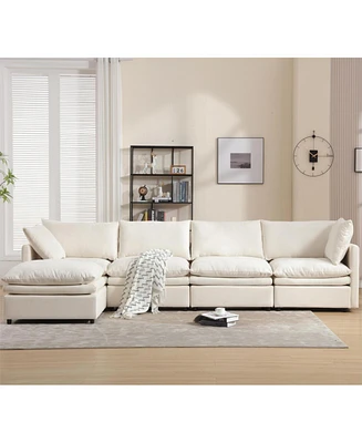 5-Seat U-Shaped Sectional Sofa with Sleeper and Chaise Lounge