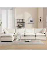 5-Seat U-Shaped Sectional Sofa with Sleeper and Chaise Lounge