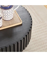 43" Handcraft Oval Coffee Table with Pedestal, Black