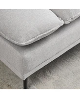 Woven Cotton Linen Curtains in Light Grey (89")