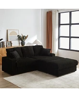 Corduroy 3-Seater Sofa with Storage and Accessories