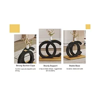 Tempered Glass Dining Set with 4 Pu Chairs - Black and Gold