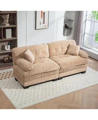 Khaki Chenille Sectional Sofa Sleeper