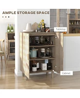 Sideboard Buffet Cabinet, Kitchen Cabinet, Coffee Bar Cabinet with 2 Rattan Doors and Adjustable Shelves, Natural