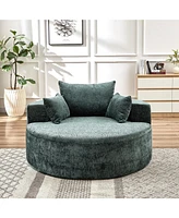 55''L Chenille Sponge single sofa,No Assembly Required,Fluffy Modern Sleeper Chair for Living room, Bedroom, Lounge and Projection Room(Not a swivel c