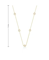 14k Gold Plated with Cubic Zirconia Halo Mariner Link Station chain Necklace