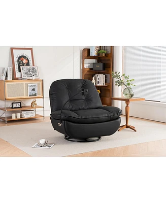 Power Recliner Swivel Glider Usb Charger With Bluetooth Music Player Different Function Sleep Working Game and Leisure Model Black Pu