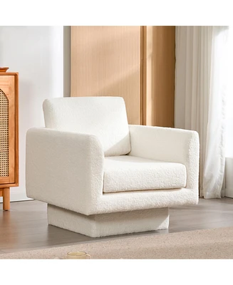 360 Modern Swivel Accent Chair, Cozy Teddy Sherpa Round Armchair, Comfy Barrel Chair