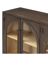 4-Door Sideboard Buffet with Glass Doors & Shelves