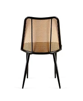 Black Rattan Dining Chairs (Set of 2) with Cane Backs