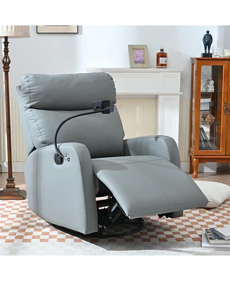 Swivel Recliner Rocking Chair, 360 Glider for Home, Living Room, Theater (Blue-Gray)