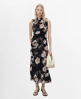 Mango Women's Floral-Print Draped Dress