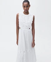 Mango Women's Side Slits Embroidered Dress
