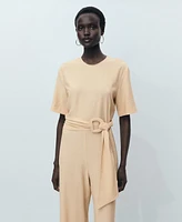 Mango Women's Straight-Fit Short-Sleeved Jumpsuit