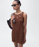 Mango Women's Open Back Crochet Dress