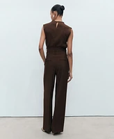 Mango Women's Wide Leg Pleated Pants