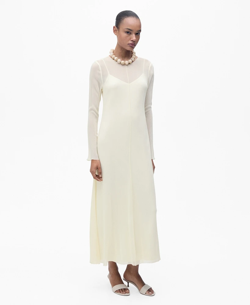 Mango Women's Semi-Transparent Combination Dress
