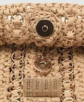 Mango Women's Metal Rings Natural Fiber Bag