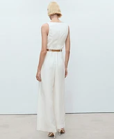Mango Women's Belted Long Lyocell Jumpsuit