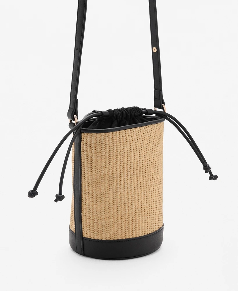 Mango Women's Small Raffia-Effect Bucket Bag