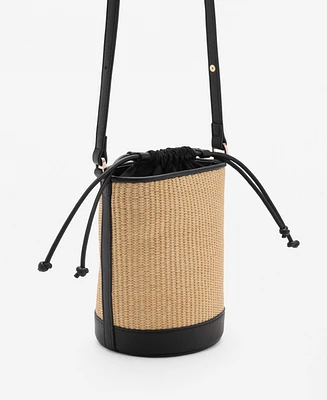 Mango Women's Small Raffia-Effect Bucket Bag