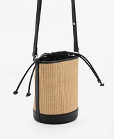 Mango Women's Small Raffia-Effect Bucket Bag