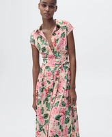 Mango Women's Belt Printed Shirt Dress