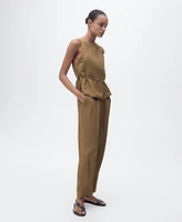 Mango Women's Linen-Blend Pleated Pants