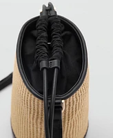 Mango Women's Small Raffia-Effect Bucket Bag