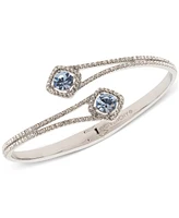 Givenchy Silver-Tone Pave & Round Crystal Halo Bypass Bangle Bracelet