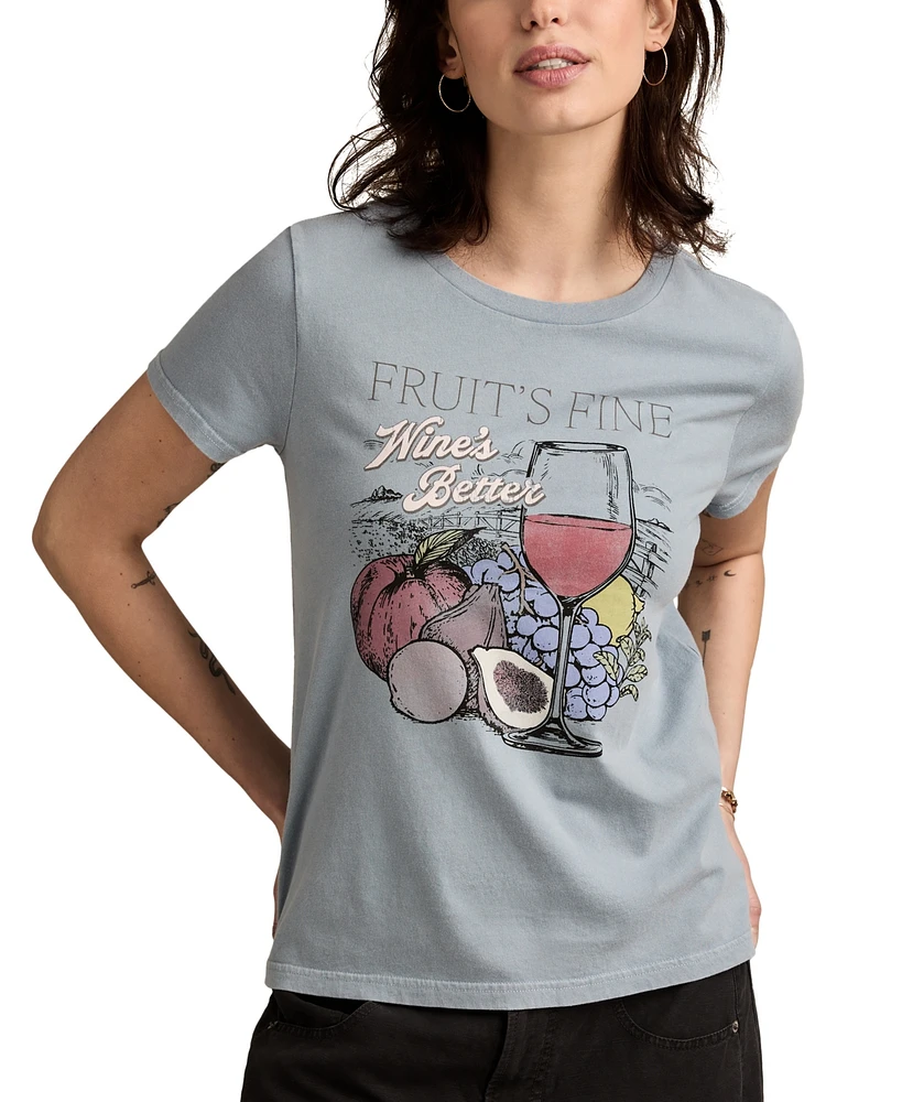 Lucky Brand Women's Cotton Fruit Is Fine Graphic T-Shirt