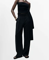 Mango Women's Pleated Straight-Fit Lyocell Pants