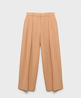 Mango Women's Pleated Straight-Fit Lyocell Pants