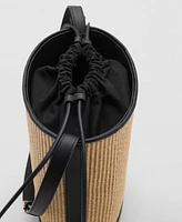 Mango Women's Medium Raffia-Effect Bucket Bag