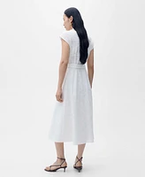 Mango Women's Belt Embroidered Shirt Dress