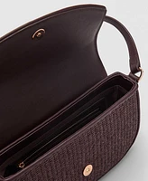 Mango Women's Flap Raffia Shoulder Bag
