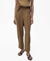 Mango Women's Linen-Blend Pleated Pants