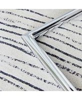 Black Marble Table and 6 White Pu Chairs with Metal Legs