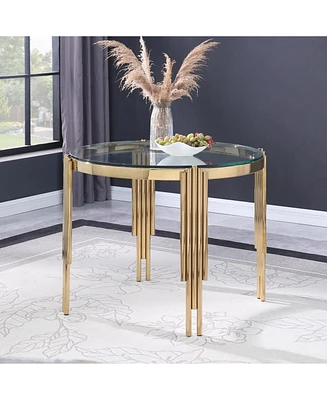 38.6" Glass Dining Table with Gold Legs
