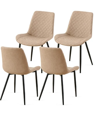 Mid-Century Modern Faux Leather Dining Chairs (4-Pack)