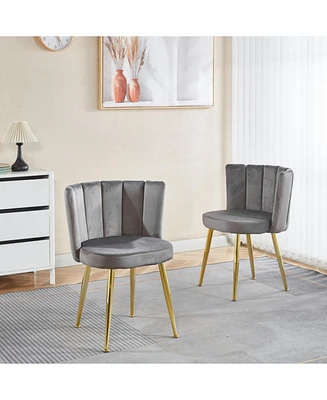 Modern Velvet Dining Chair (Set of 2) with Golden Legs