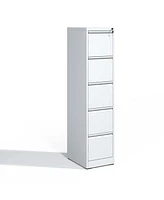 5 Drawer Metal Vertical File Cabinet with Lock Office Home Steel Vertical File Cabinet for A4 Legal/Letter Size
