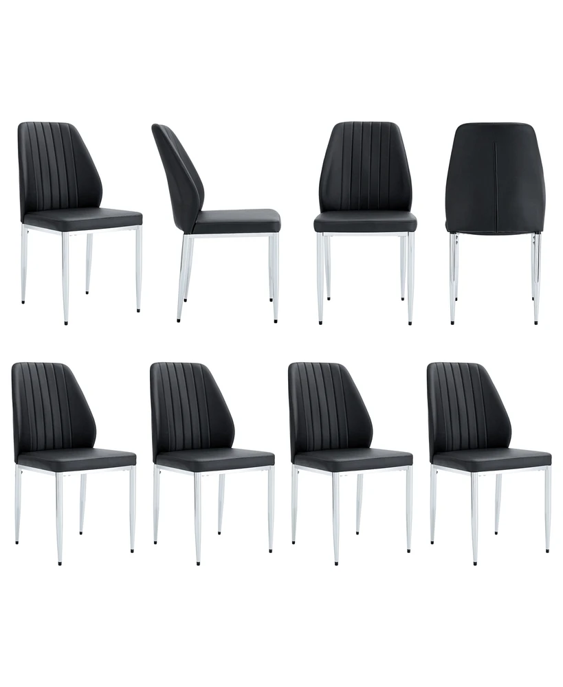 Black Pu Comfort Dining Chairs (Set of 8)