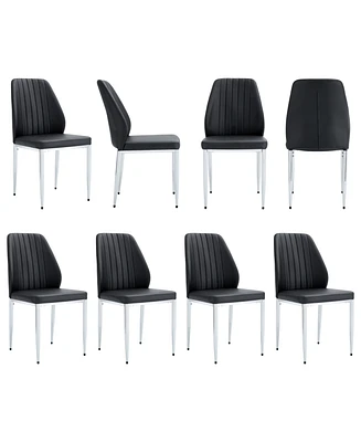 Black Pu Comfort Dining Chairs (Set of 8)