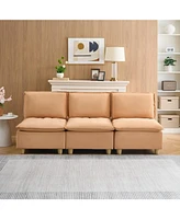 88" Modern Pumpkin-Colored Flannel Sofa