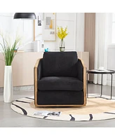 Corduroy Swivel Barrel Chair for Home & Office (Black)