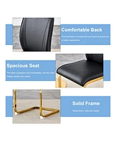 Elegant Arch Dining Chairs (Set of 8) - Black Pu, Gold Metal Legs