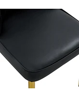 Set of 8 Dining Chairs with Pu Backrest and Gold Metal Legs